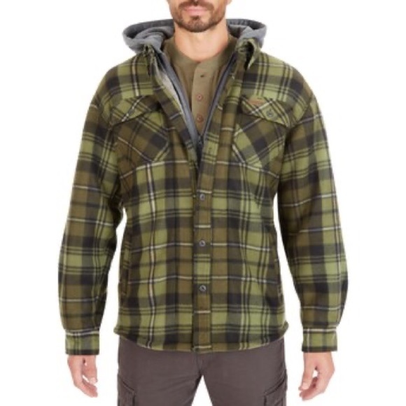 Smith’s Workwear Green Plaid Hooded Sherpa Lined Jacket size XL - Picture 1 of 6